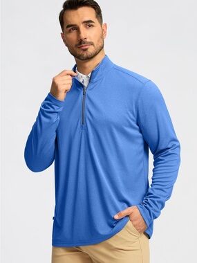 Men's Blue Quarter-Zip Performance Pullover